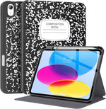 Supveco premium folio stand case for ipad black front view composition book design