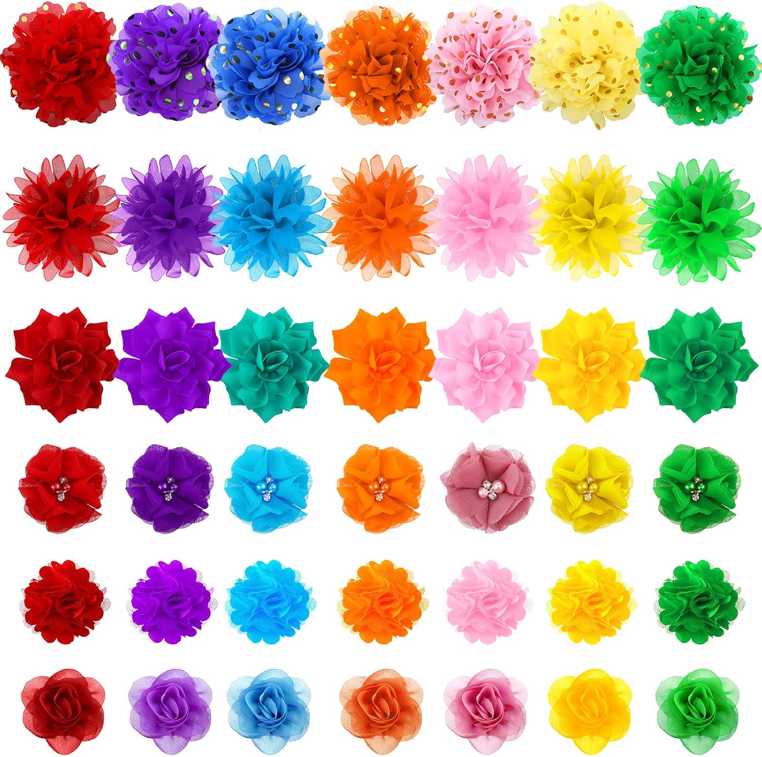 Tondiamo 84 pieces dog collar flower bow accessories bulk front view showing colorful assortment.