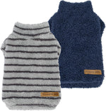 Fitwarm striped fleece dog sweater front view on a small puppy.
