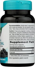 Natures Way activated charcoal bottle cap and neck detail