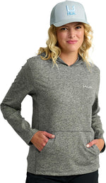 HUK Women's Coldfront+ Pullover Hoodie lifestyle outdoor view