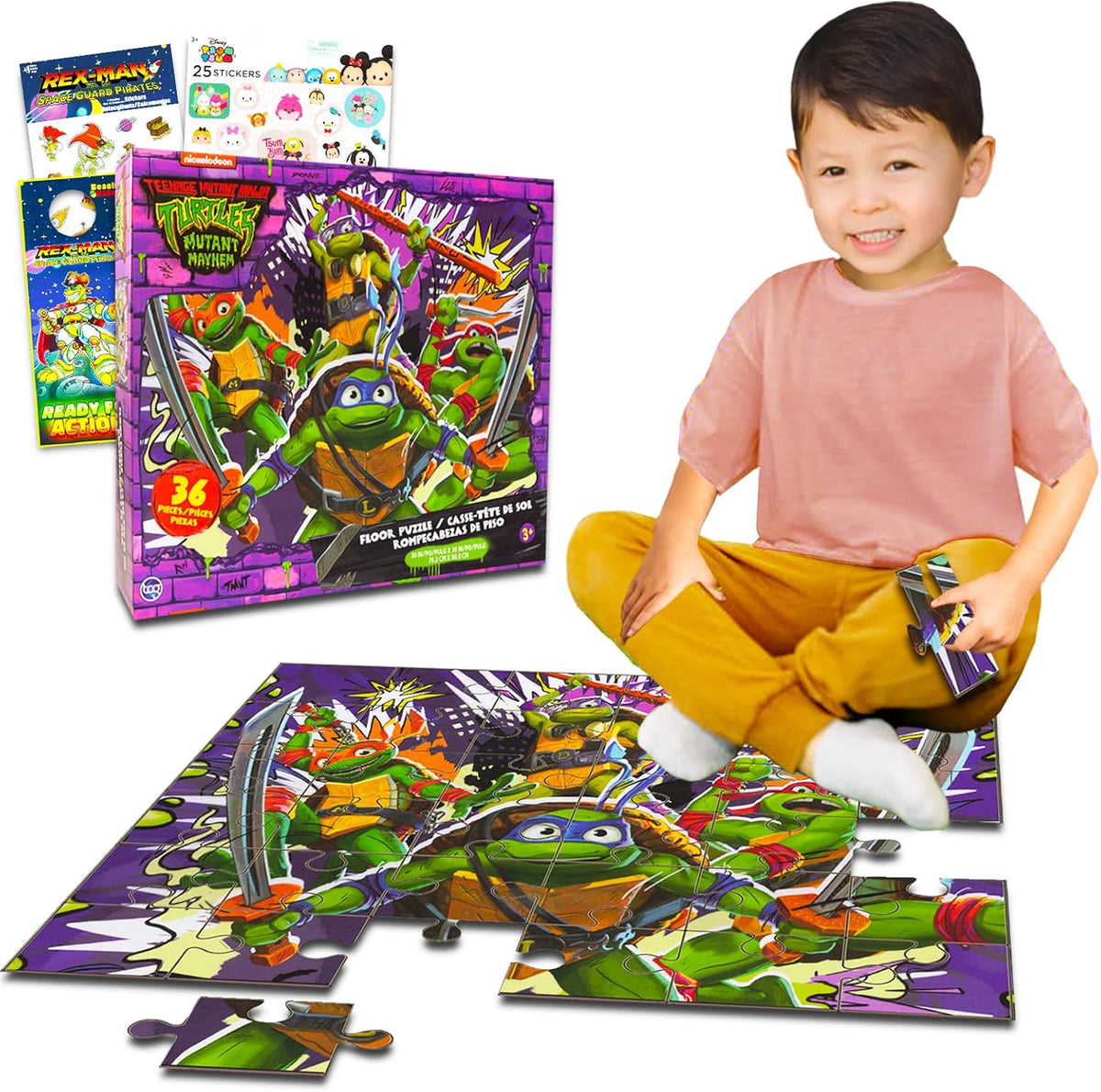 Teenage Mutant Ninja Turtles Floor Puzzle front view of packaging box showing 36 pieces