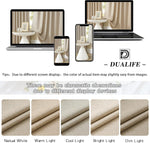 DUALIFE tan brown linen curtains 2 panels set