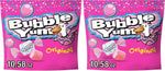 BUBBLE YUM Original Flavored Chewy Bubble Gum Bag standing upright on a clean retail display.