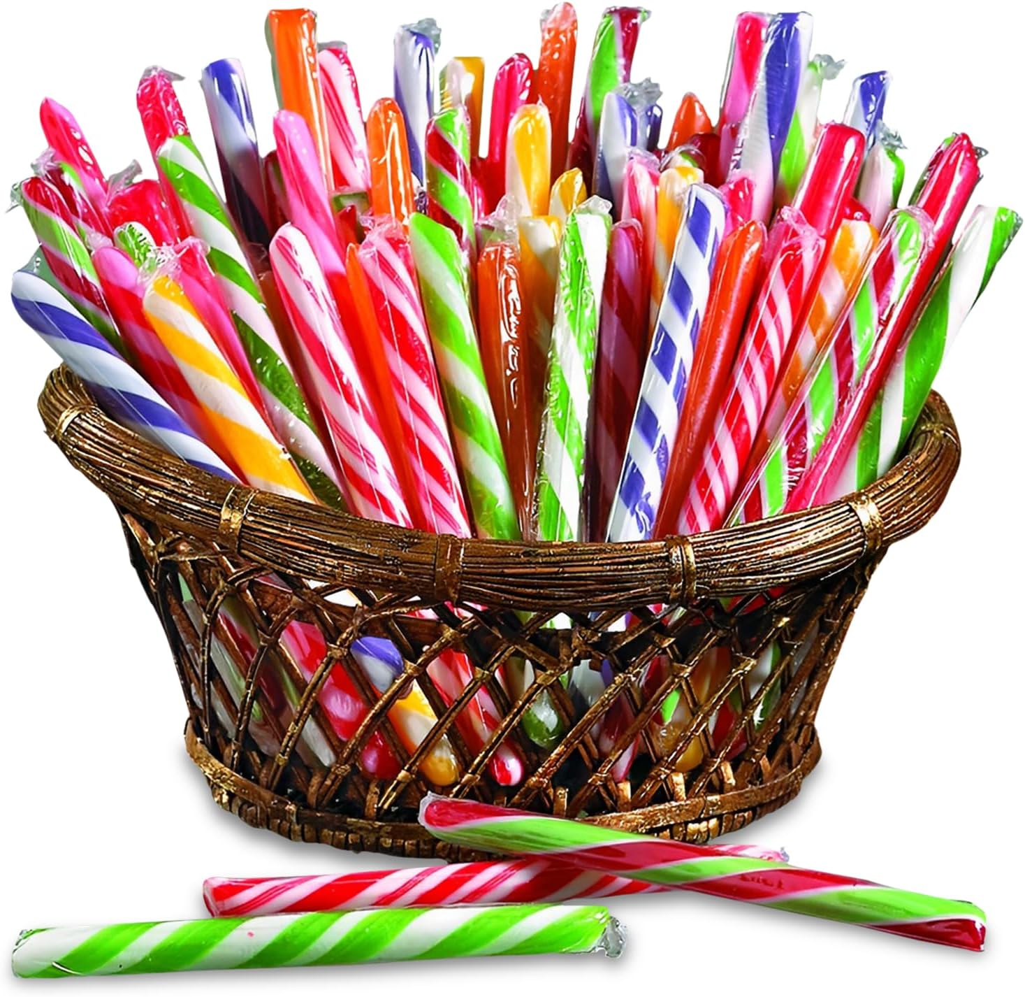 Fun Express bulk candy canes front view displaying assorted colorful holiday sticks