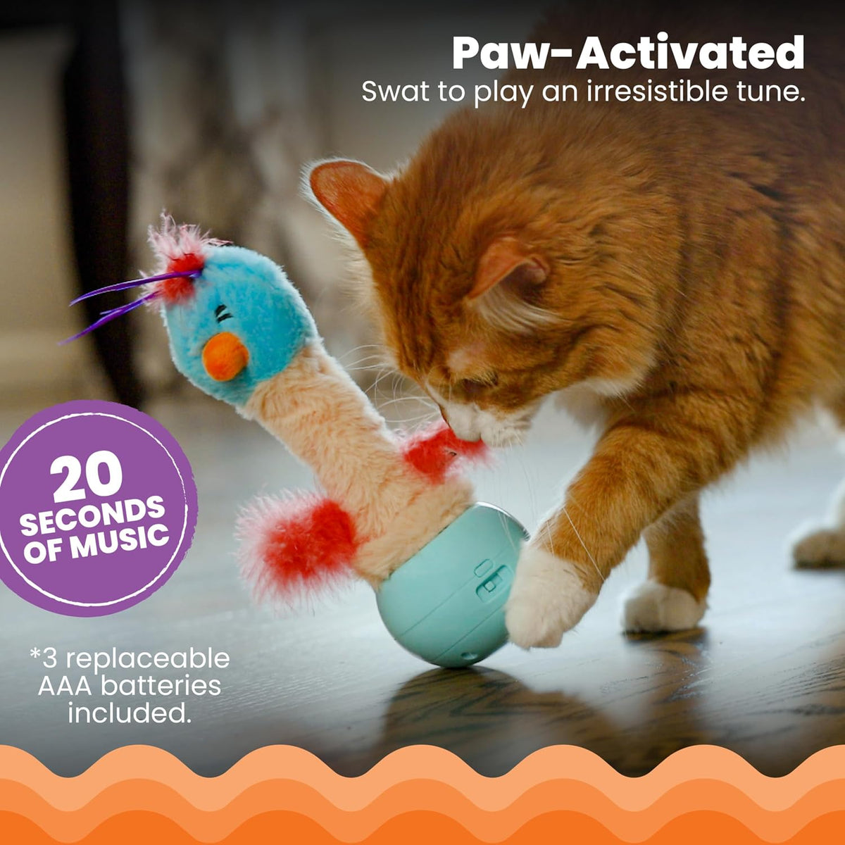 Catstages interactive cat toy with feather topper detail