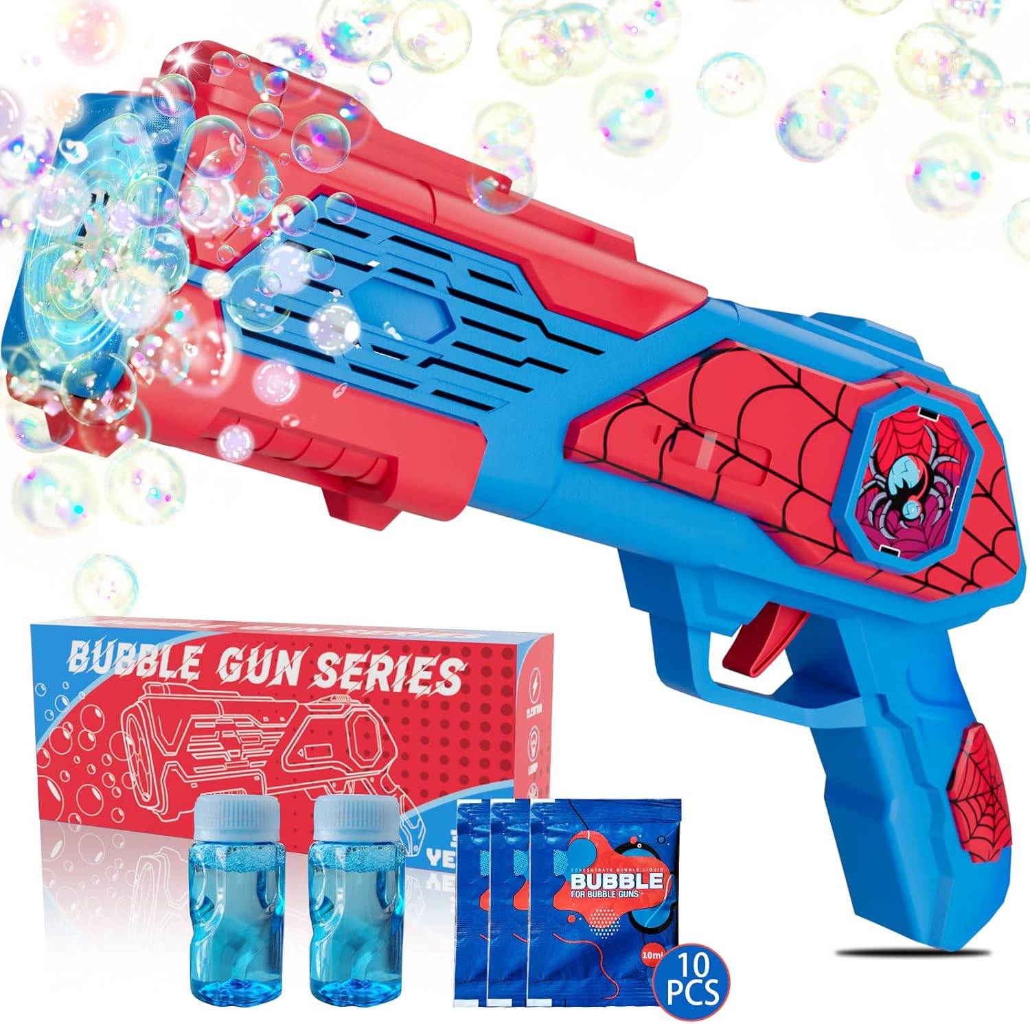 Amiabling spider bubble machine gun front view