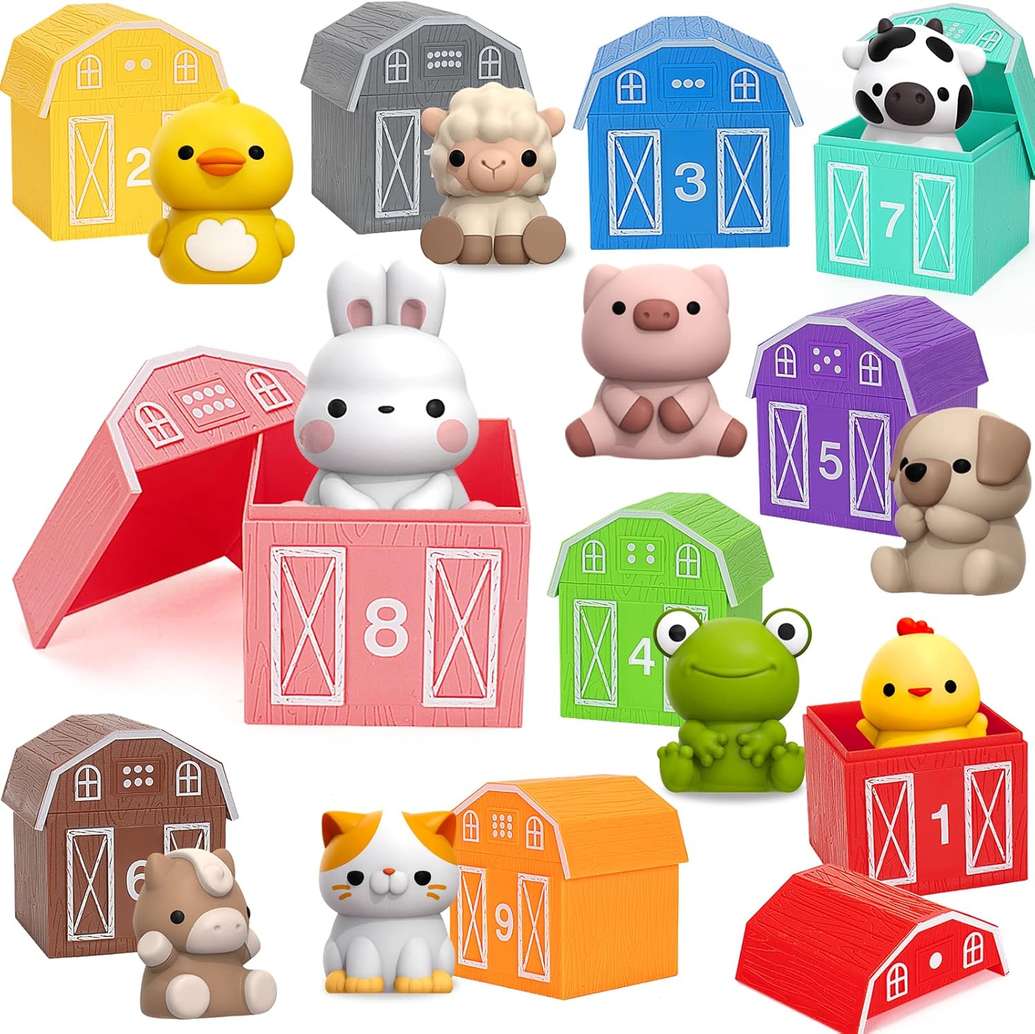 Aigybobo farm animal learning toy set front view for toddlers