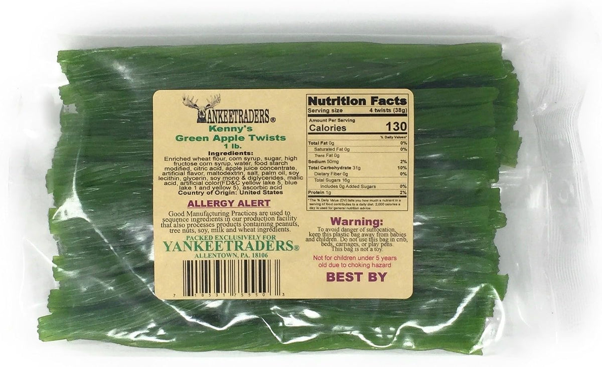 Open resealable pouch of authentic USA imported Kenny's fruit licorice twists.