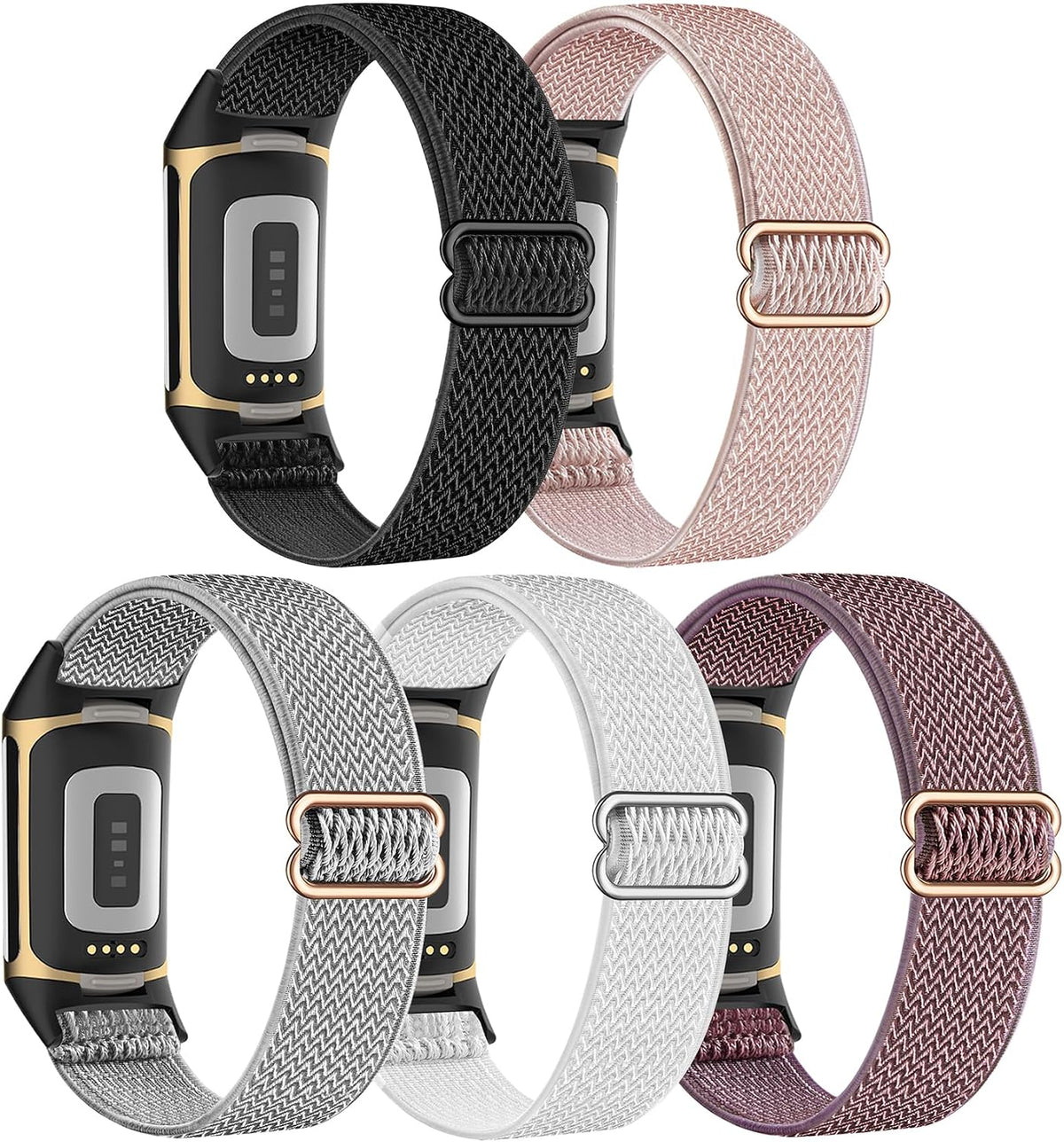 5 Pack Stretchy Nylon Compatible with Fitbit Charge 6 Bands/Fitbit Charge 5 Bands for Women Men, Elastic Adjustable Straps Sport Replacement Wristbands for Fitbit Charge 5/6 Watch - Image 12