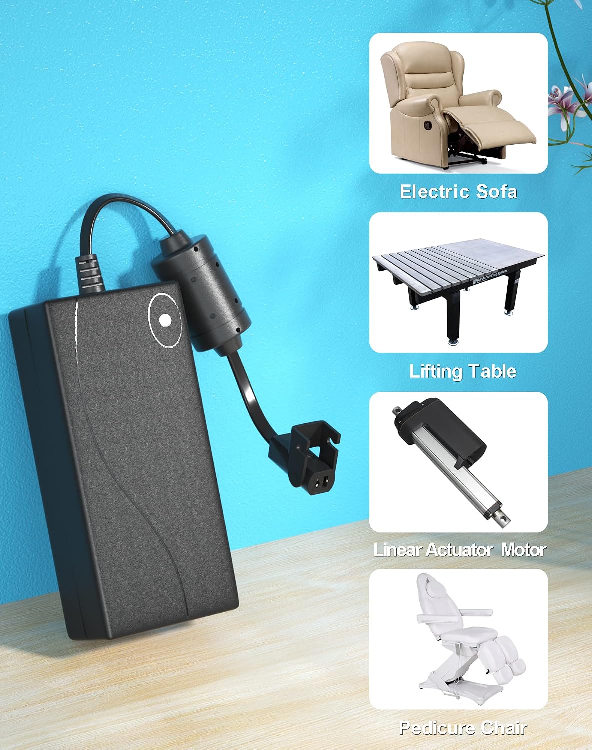 Recliner Power Supply, Ponkor AC/DC Switching Power Supply Transformer 2-pin 29V 2A Adapter with Extension Cord for Lift Chair or Power Recliner Limoss OKIN - Image 4