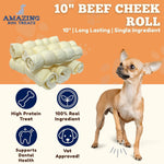 Four pack of natural beef cheek rolls for dogs