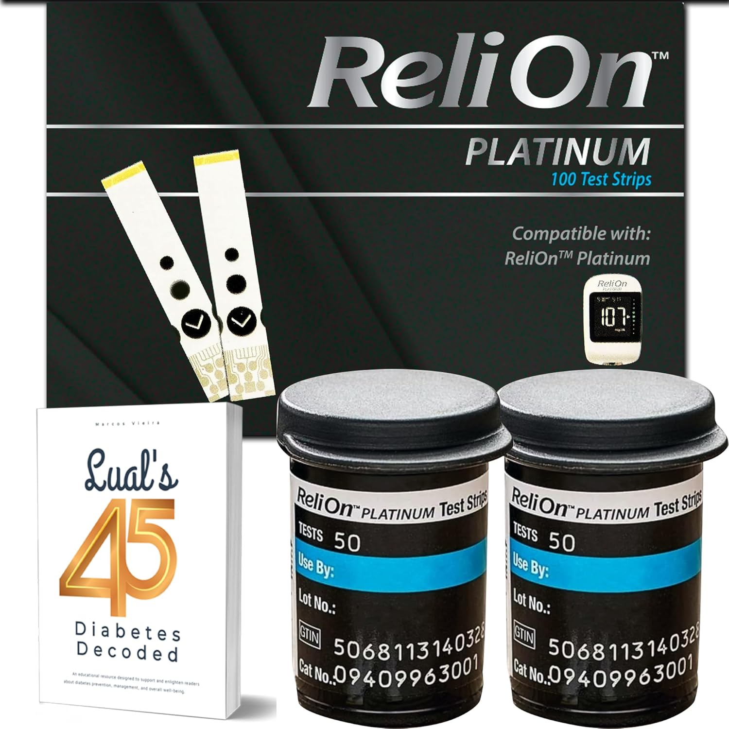 Platinum Test Strips 100 Count. Compatible with Platinum Meter, Testing Blood Glucose, Bundle with 45 Diabetes Decoded eBook Included (100 Count) - Image 1