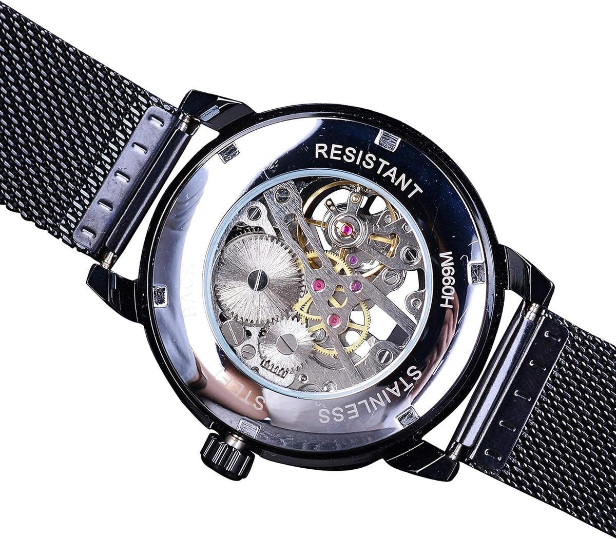 Forsining men wrist watch stainless steel mesh band