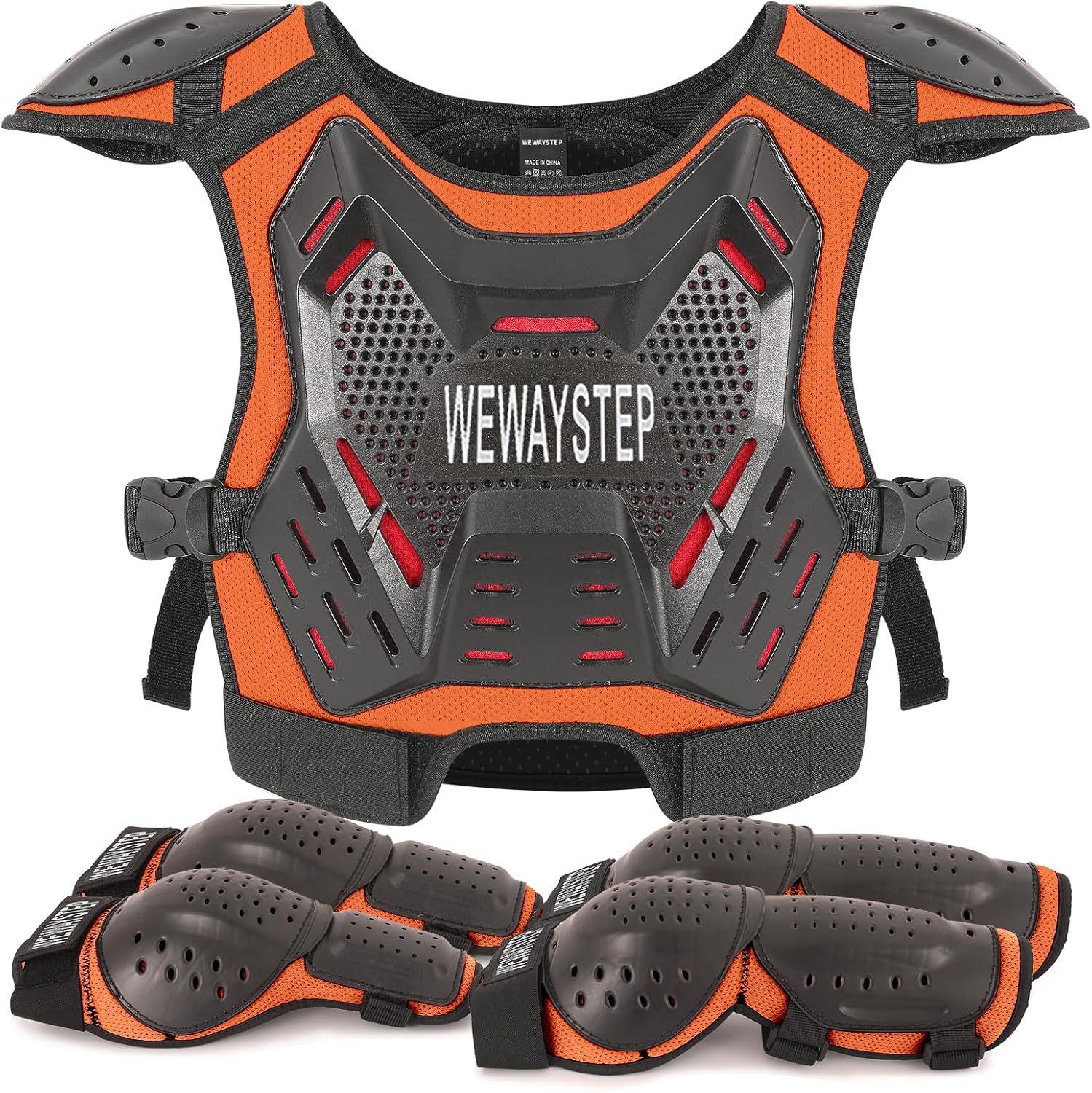 Wewaystep kids dirt bike chest protector and armor set front view