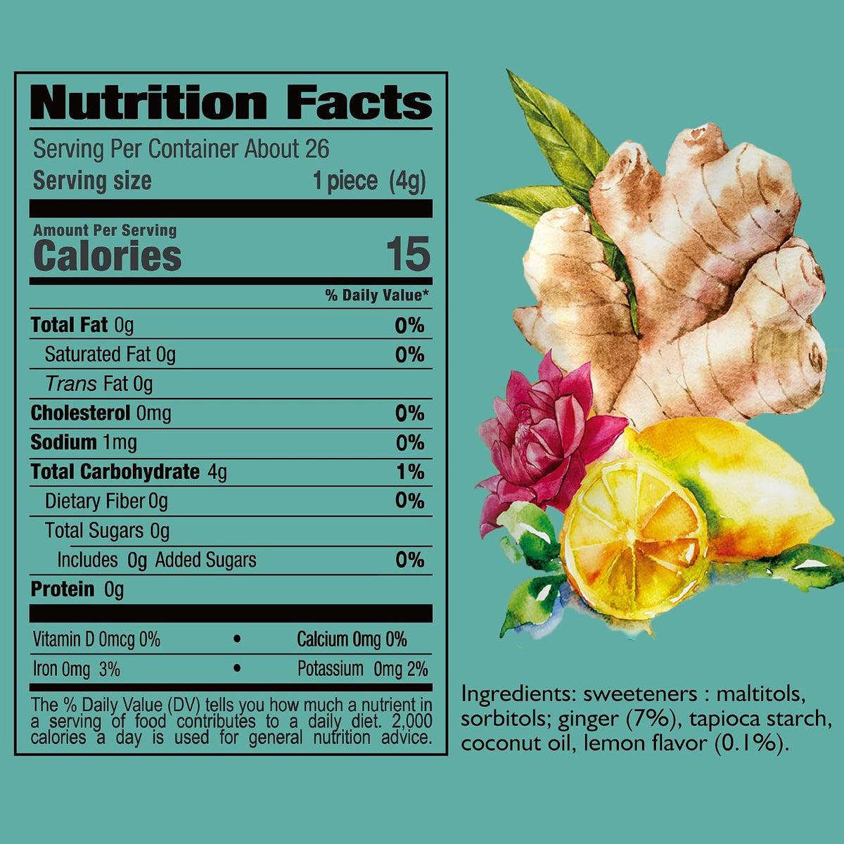 Melting Sweet vegan gluten free ginger chew packaging showing lemon and ginger graphics