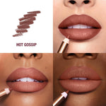 Charlotte Tilbury Lip Cheat rose gold pencil swatched on hand showing tawny rose pink shade