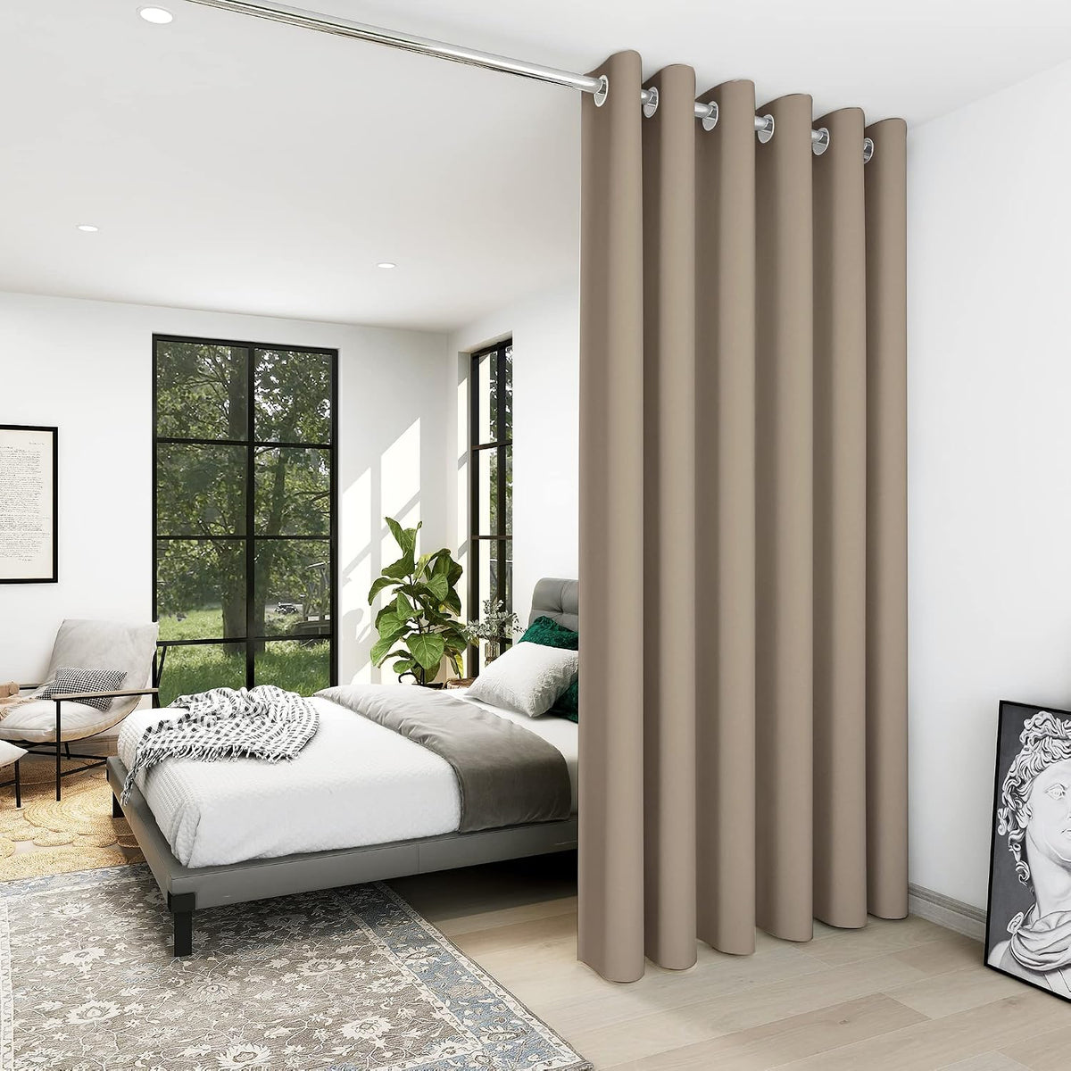 Deconovo Room Divider Curtains for Living Room 84 Inches Long, Door Curtain | Sliding Door Curtain 1 Panel, Wide Blackout Curtain, Privacy Drape for Patio Door, Black, 80 x 84 Inch - Image 12