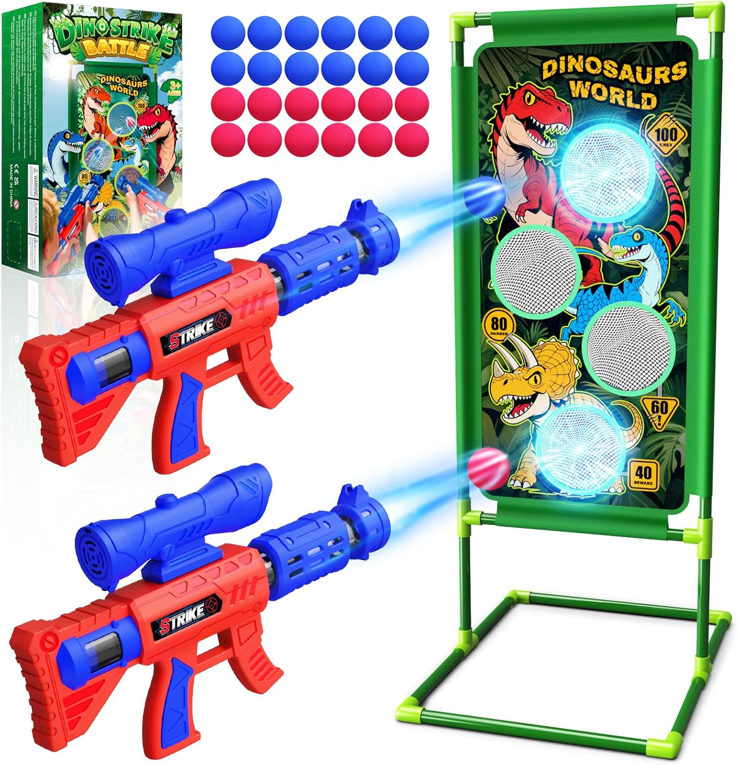 Kidluna dinosaur shooting game set with two air launchers