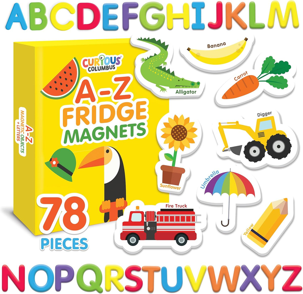 Curious Columbus Magnetic Objects and Letters set front view