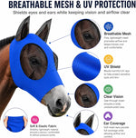 Detailed view of 3D cut ear protection on horse fly mask