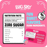 Big Sky sugarless cotton candy flavored breath mints pack of six display tray.