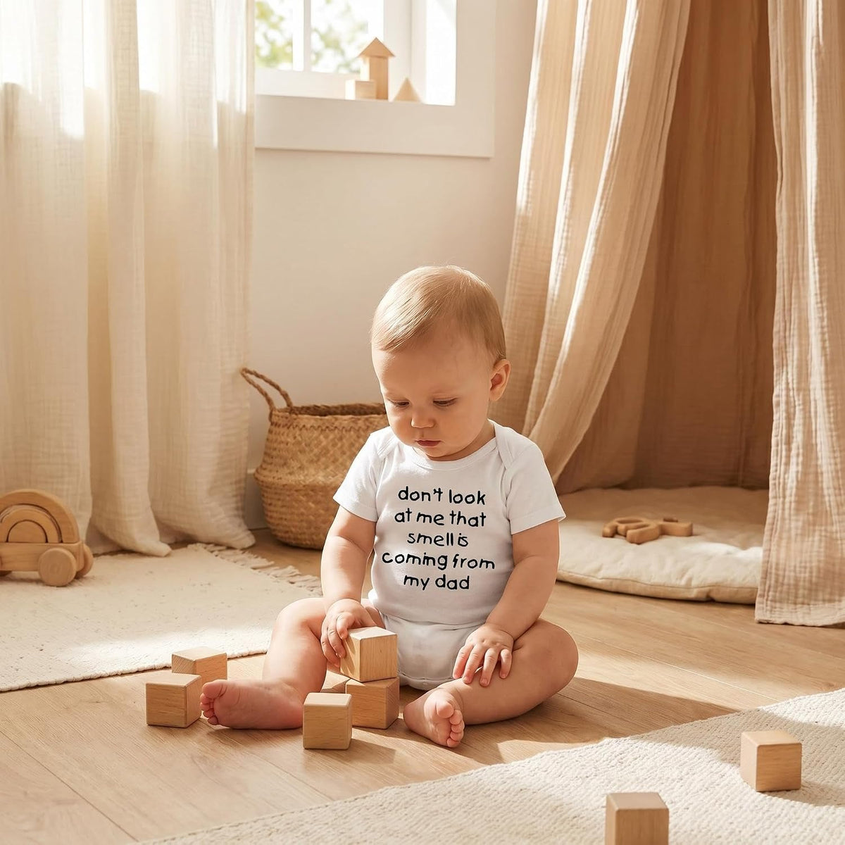 Rocksir funny slogan baby onesie flat lay