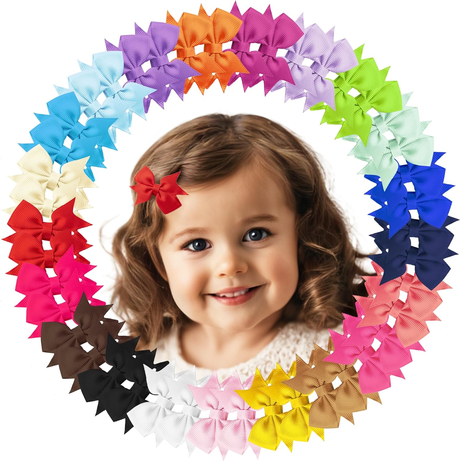 Hoewina girls hair bows and fully lined alligator clips set of 42