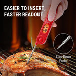 TempPro cooking thermometer attached via magnetic back to a refrigerator