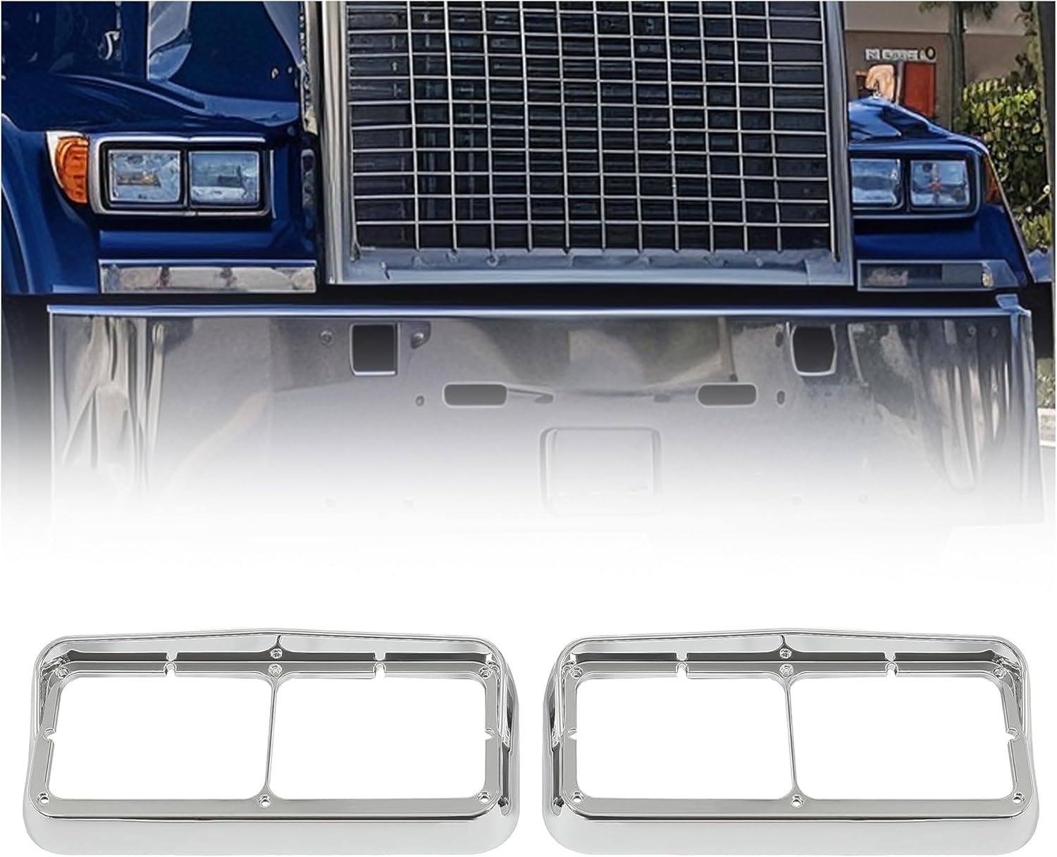 Hecasa headlight bezel with visor front view for trucks