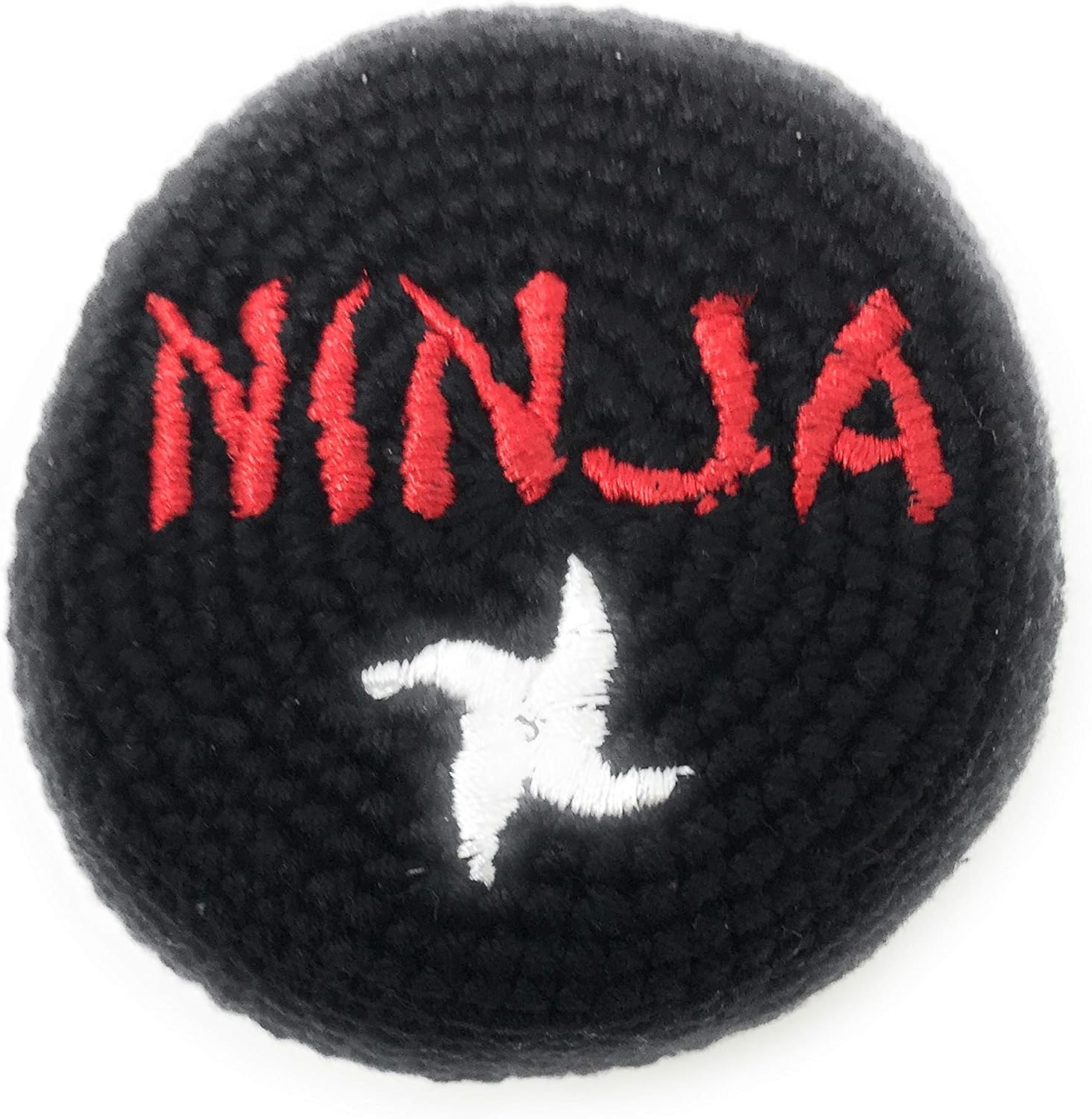 LAVEH Ninja Hacky Sack black crocheted footbag front view