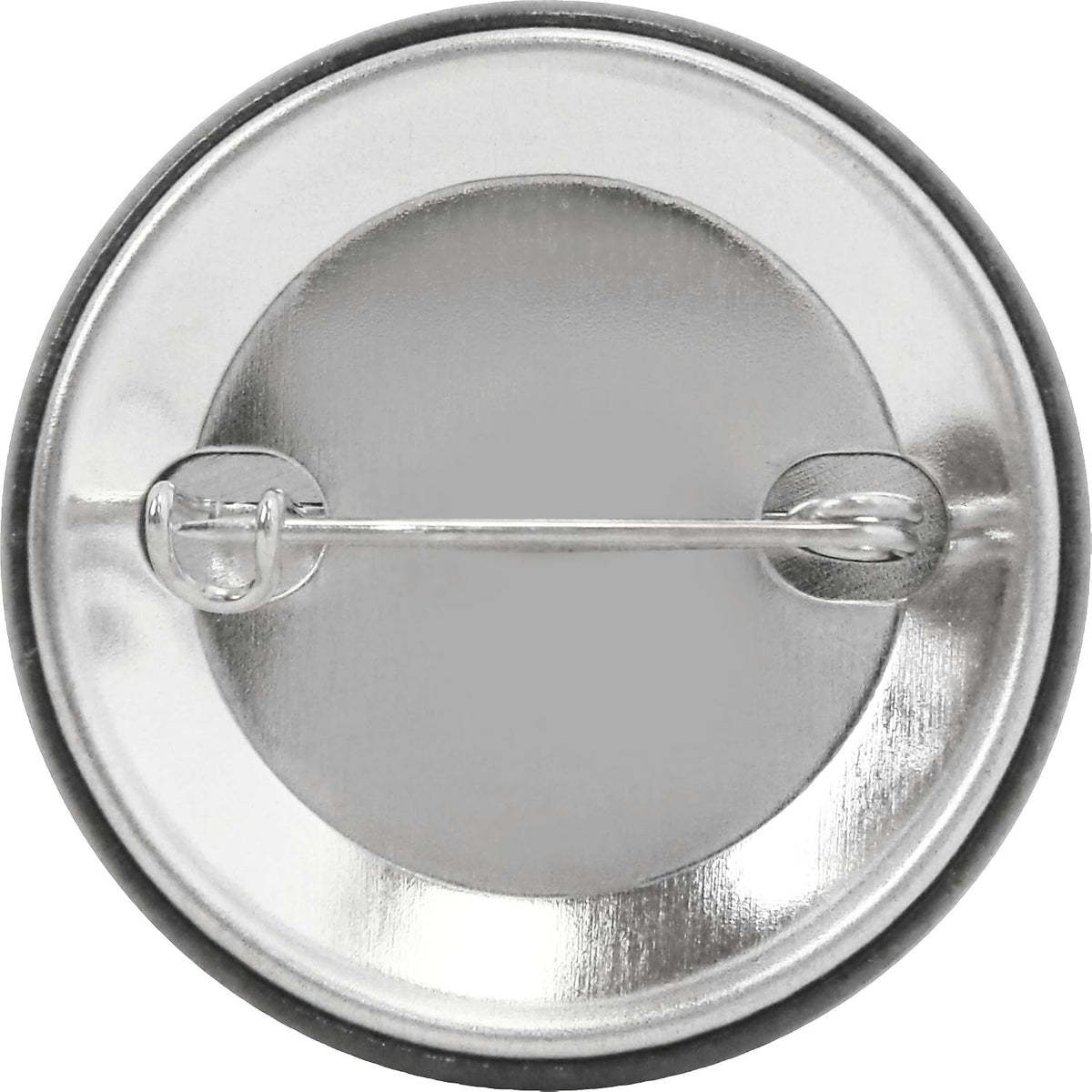 Close up of 1.5 inch round pinback button featuring the silence is betrayal quote