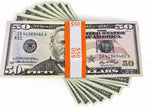 Pack of 100 Marsrut currency straps laid flat