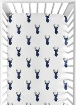 Sweet Jojo Designs woodland deer crib sheet front view nursery bedding