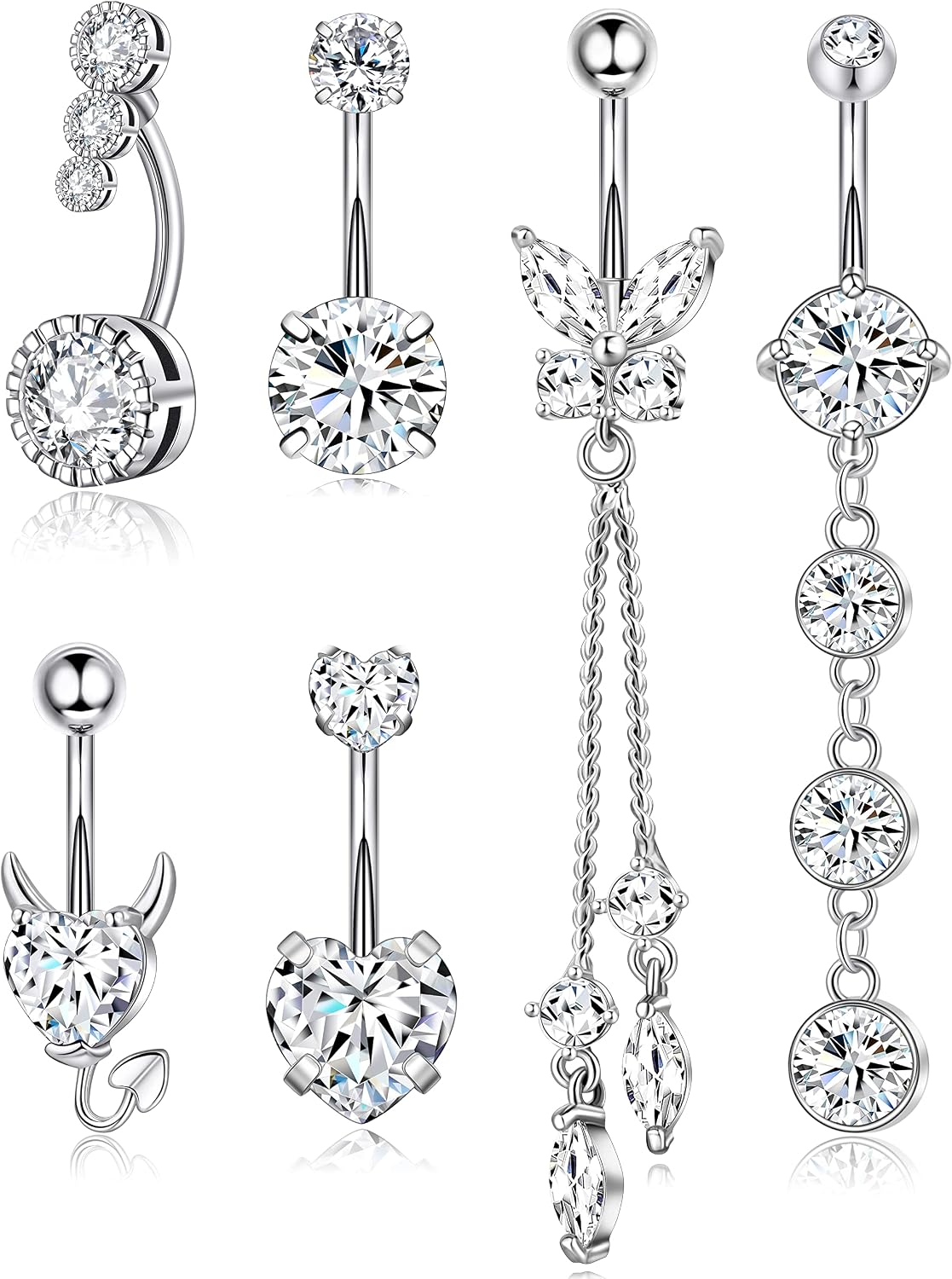 Zankulas surgical steel belly button ring front view body jewelry