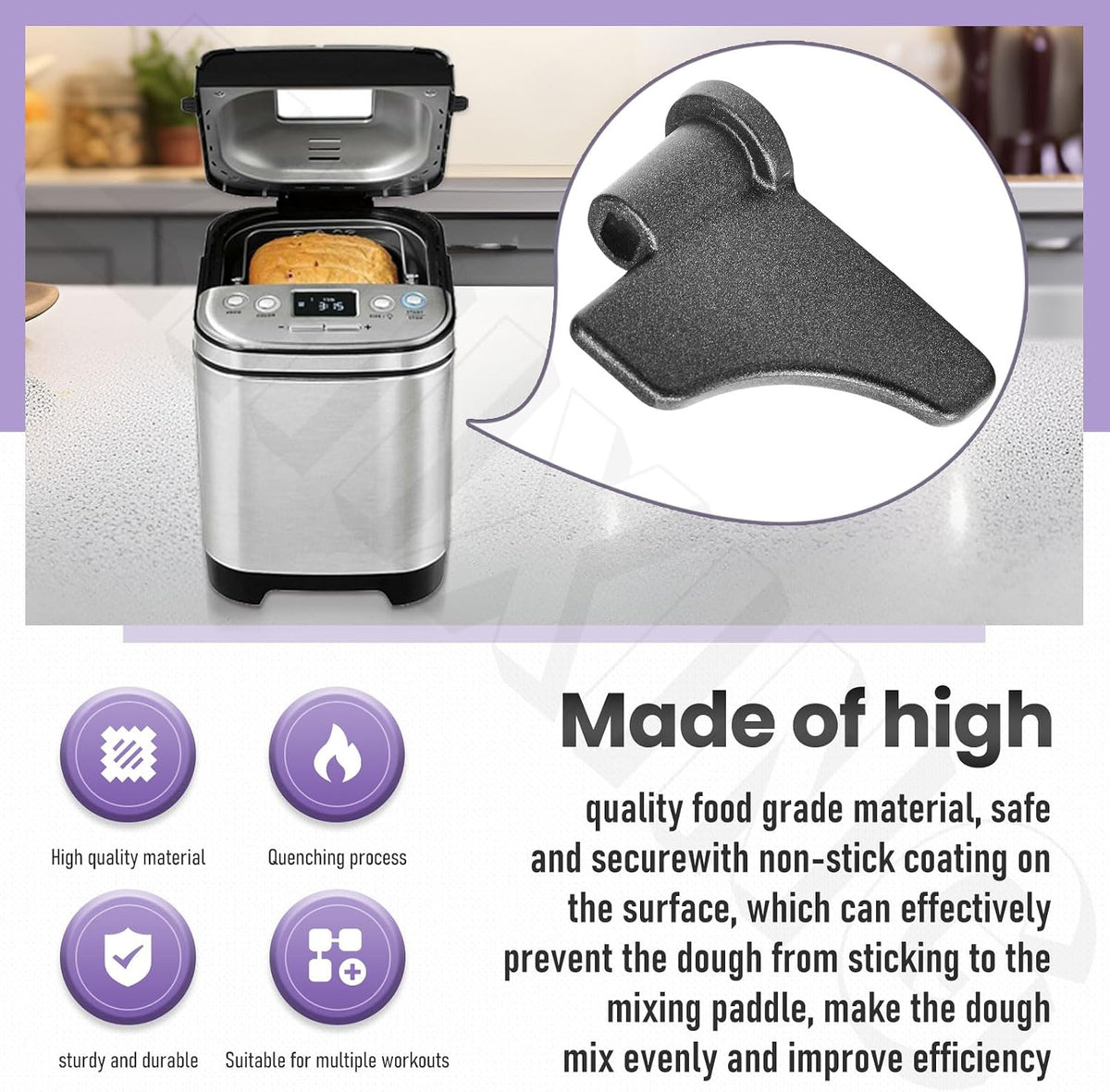 Zojirushi compatible bread machine mixing blade close up