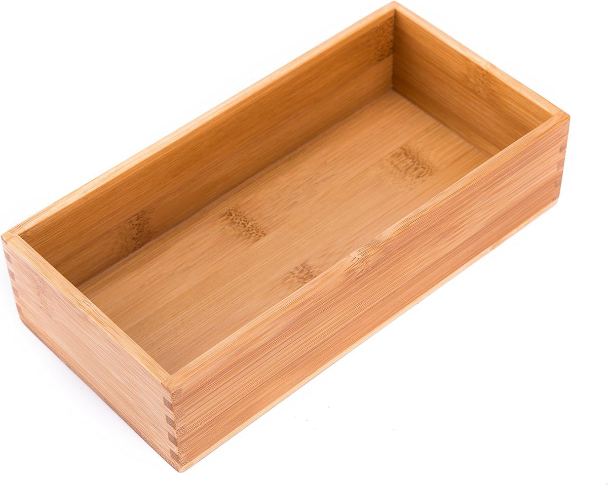 Bamboo Drawer Organizer Box for Office Home Black Orgnizer Boxes Office Organizer Boxes, Black 12"*4" - Image 10