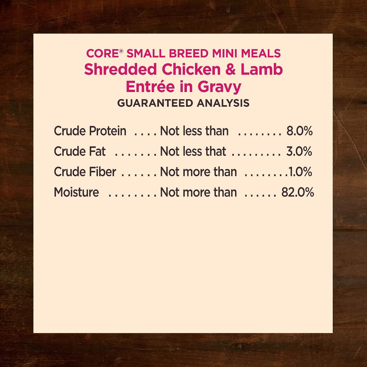 Individual 3 ounce Wellness CORE mini meal pouch for small dogs