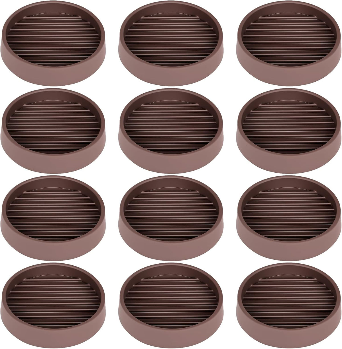 3X3 Round Rubber Caster Cups, Non Slip Furniture Pads - 4 Pack | Anti-Slip Gripper, Anti Skid Furniture Feet, Anti Slide Floor Protector for Bed Couch Table Chair Stoppers, Brown - Image 12