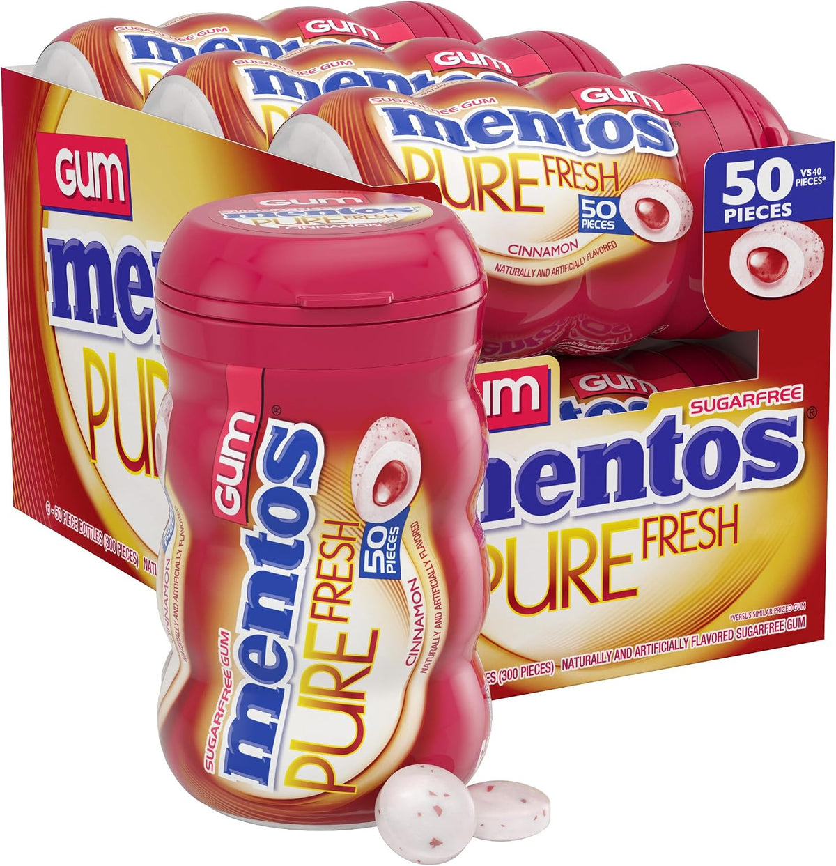 Mentos Pure Fresh Sugar-Free Chewing Gum with Xylitol, Fresh Mint, 50 Count (Pack of 6) - Image 14