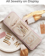 Bagsmart foldable jewelry roll fully unfolded showing compartments