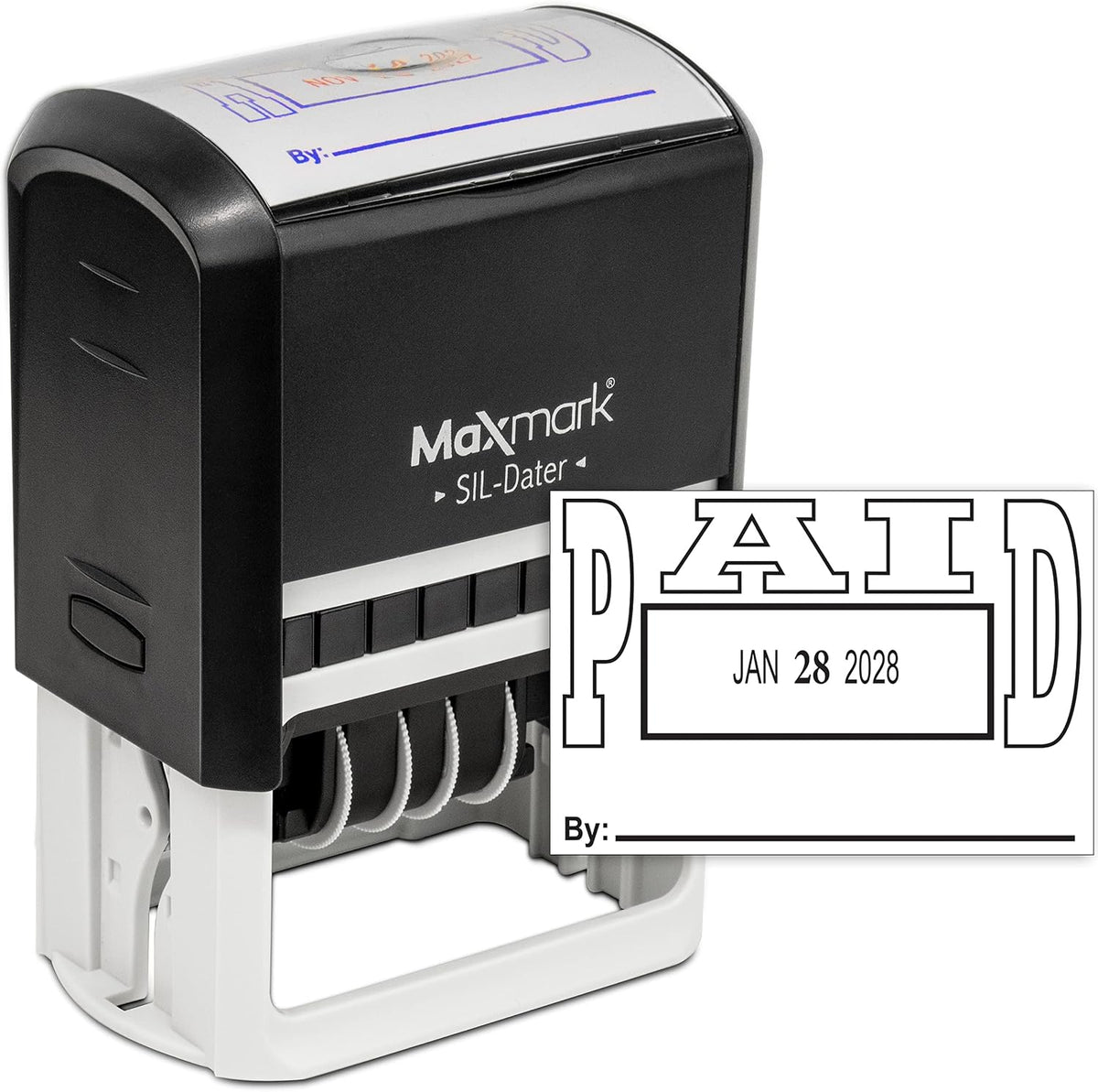 MaxMark Large Self-Inking Rubber Date Office Stamp with Received Phrase & Date - Blue/Red Ink, 12-Year Band - Style 5 - Image 15