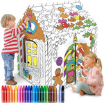 ArtCreativity Gingerbread House Craft Kit front view showing life-sized cardboard playhouse setup for kids activity.