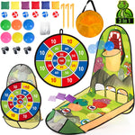 Unanscre 3 in 1 dinosaur bean bag toss game front view