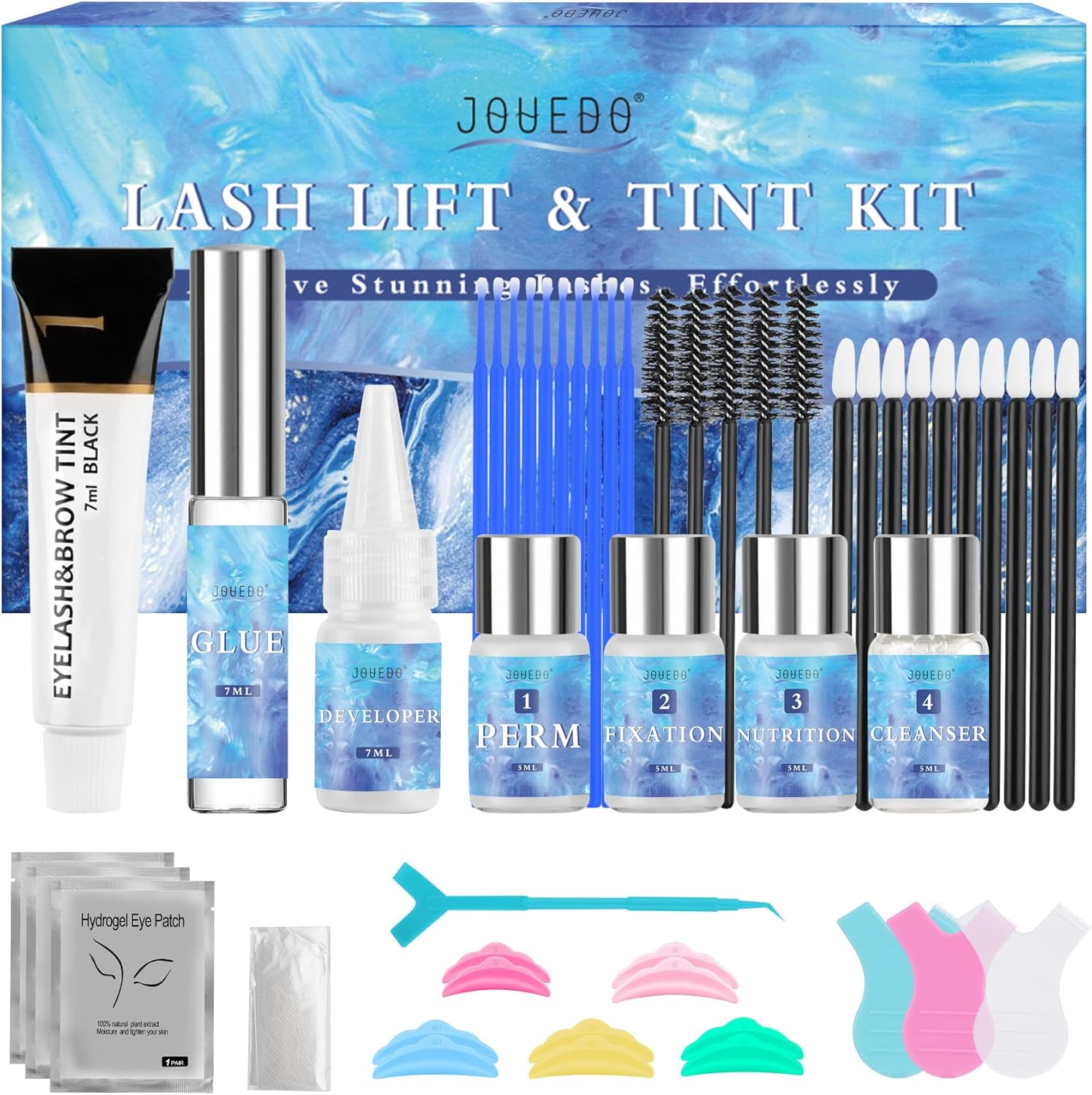 Lash Lift Kit, Eyelash Perm Kit for Natural Curling, Professional Eyelash Lift Kit for Long-Lasting Curl, Black Eyebrows & Eyelashes Color Kit, DIY Lash Lamination Set for Salon & Home Use - Image 1