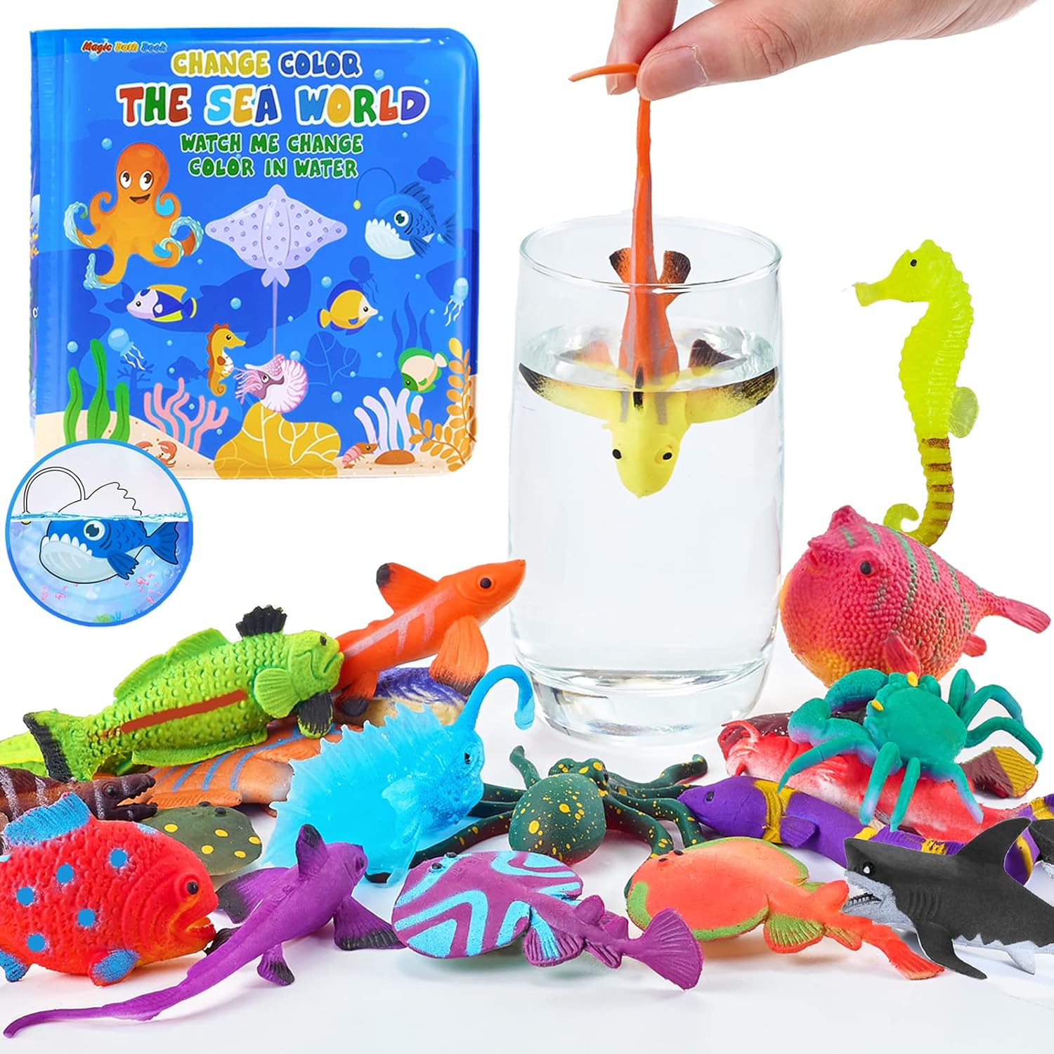 Staroud 13 piece color changing bath toy set with sea creatures