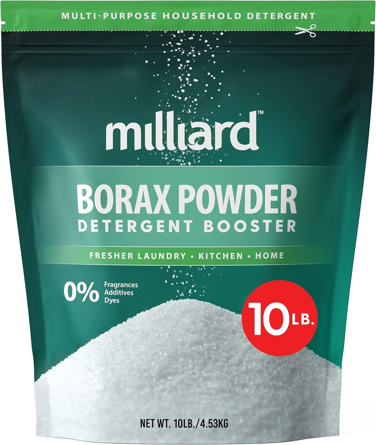Milliard Borax Powder Laundry Booster, Pure Natural Multipurpose Cleaner and Detergent, 10 lb - Unscented - Image 1
