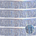 YUKL laser silver tinsel garland banner front view showing four pack packaging