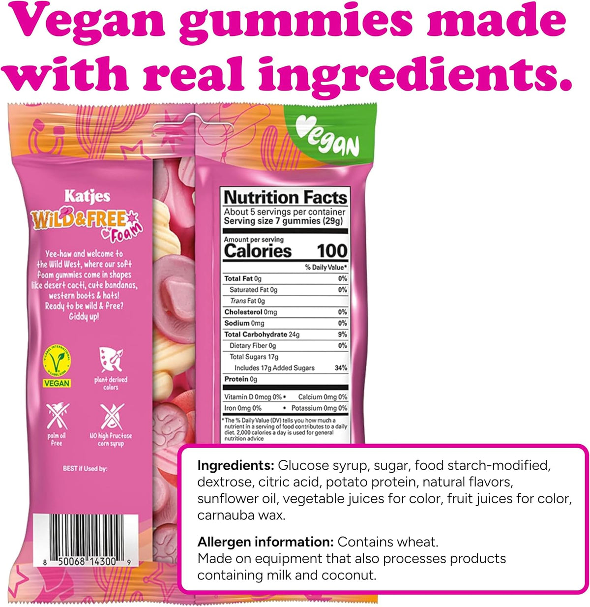 Close up of vegan western shaped gummy candies