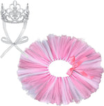 2 Pcs Dog Crown Headband Dog Tutu Dress Set Crystal Rhinestone Tiara Crown Tutu Skirt Pet Dress Costume for Puppy Birthday Party Wedding Photo Prop Costume(X-Large,Rose Red, White) - Image 13